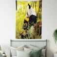 thumbnail image 4 of Panda Tapestry, Big Panda Sitting Forest Eating Bamboo Tree Trunk Foliage Wilderness Picture Print, Wall Hanging for Bedroom Living Room Dorm Decor, 60W X 80L Inches, Green Black, by Ambesonne, 4 of 5