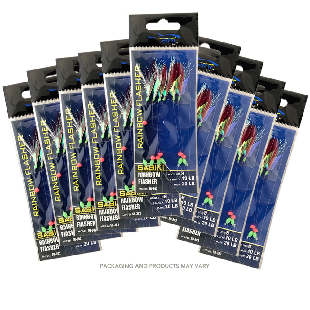 Ahi USA Glow Hook Rainbow Skin Sabiki Bait Fishing Rig #14