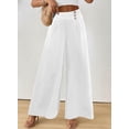 thumbnail image 4 of DOKOTOO Womens Casual Wide Leg Pants High Waisted Button Pleated Business Work Trousers Flowy Beach Palazzo Pants, 4 of 9