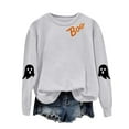 thumbnail image 4 of Jkety Halloween Tshirts Women Halloween Sweatshirts for Women Ghost Pumpkin Long Sleeve Shirt Graphic Tees Fall Pullover Tops(Grey,M), 4 of 5