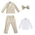 thumbnail image 6 of SHTXOZHI Boys 4 Pcs Formal Suit Long Sleeve Dress Shirts Bowtie Jacket Vest Pants Toddler Kid Grentleman Set, 6 of 7