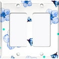 thumbnail image 6 of Metal Light Switch Plate Cover Blue Flowers Green Polka Dots FLW049, 6 of 13
