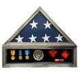 thumbnail image 3 of Military Shadow Box Display Case for Funeral Burial Flag for American Veterans Fits Folded 5x9.5’ Flag, Medal, Patches. Solid Wood and Glass. (Rustic), 3 of 7