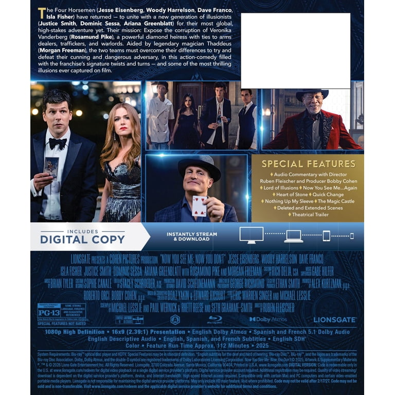 Now You See Me Now You Don't (Blu-ray + Digital Copy) Lionsgate