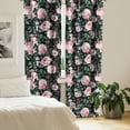 thumbnail image 2 of Ambesonne Vintage Curtains, Continuous Roses Romantic, Pair of 28"x95", Soft Pink and Hunter Green, 2 of 5