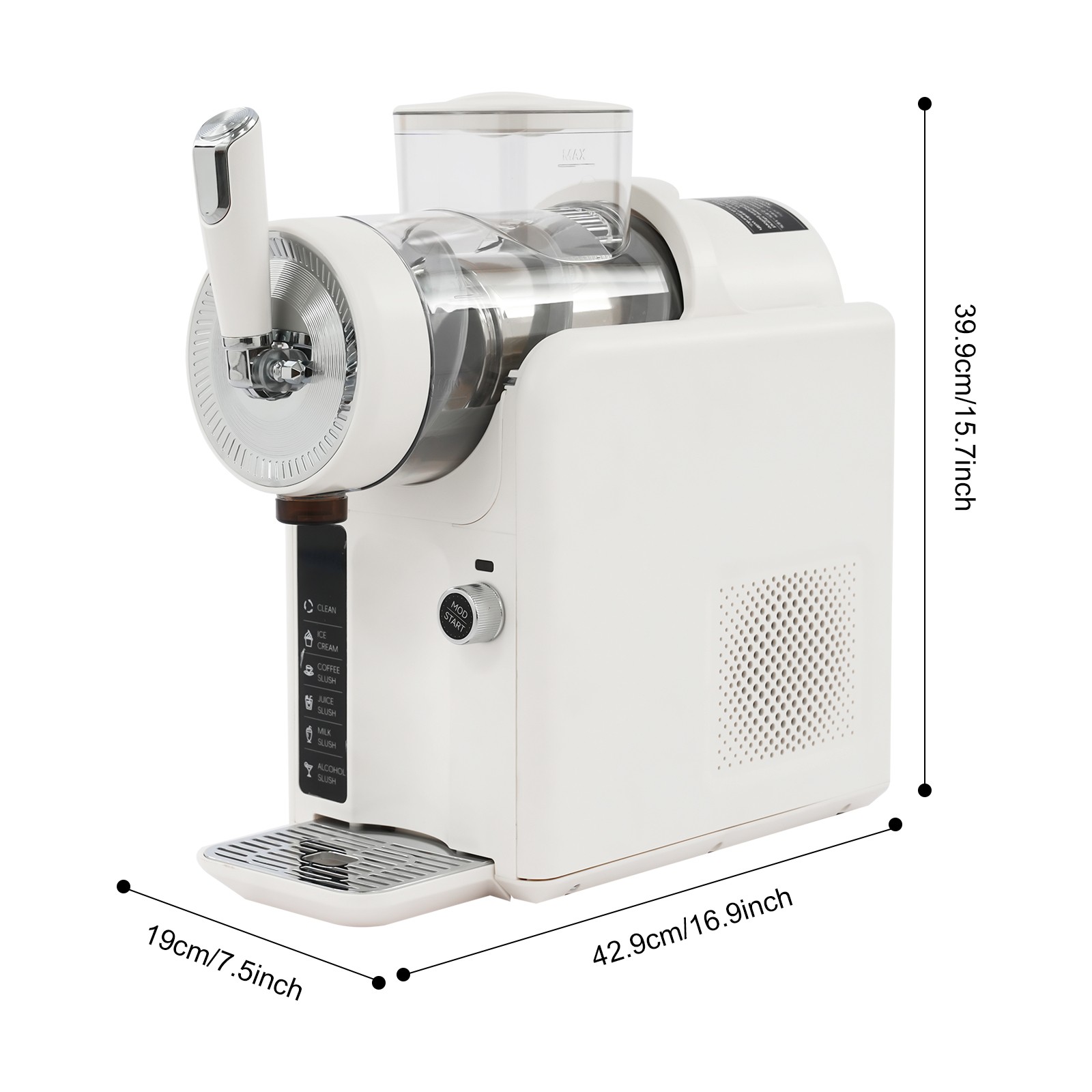 Slushie Machine, Automatic Frozen Drink Maker with 6 Modes for Slush, Ice Cream, Smoothies, Cocktails, 185W Motor, LED Display, Self-Cleaning, Includes Ice Cream Molds, Beige, 110V