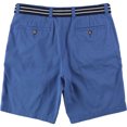 thumbnail image 2 of Pantalones cortos tipo chino informales con cinturón y parte delantera plana para hombre de Club Room, azul, 36 Club Room chino, 2 of 2