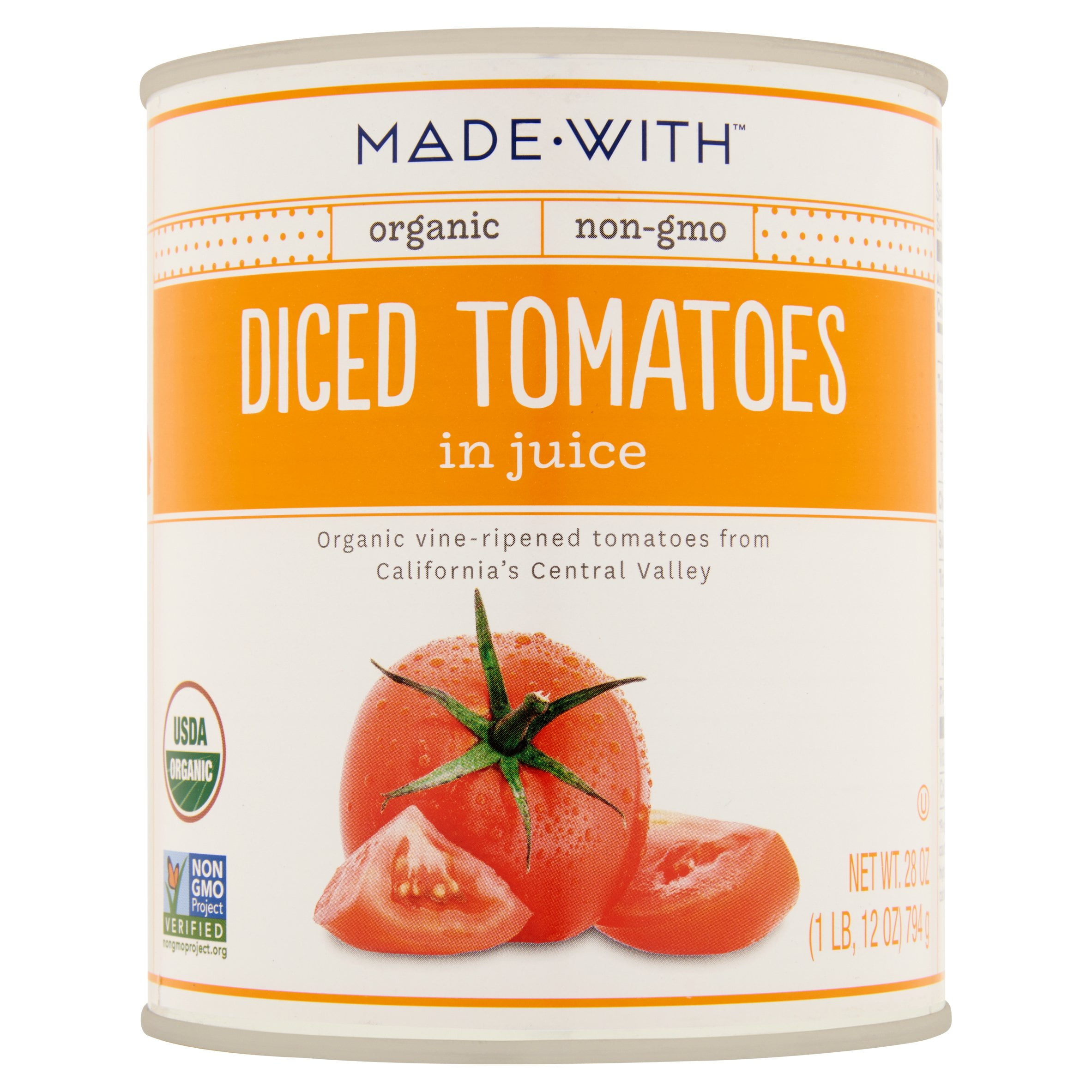 Made With Tomatoes Diced Org,28 Oz (Pack Of 12)