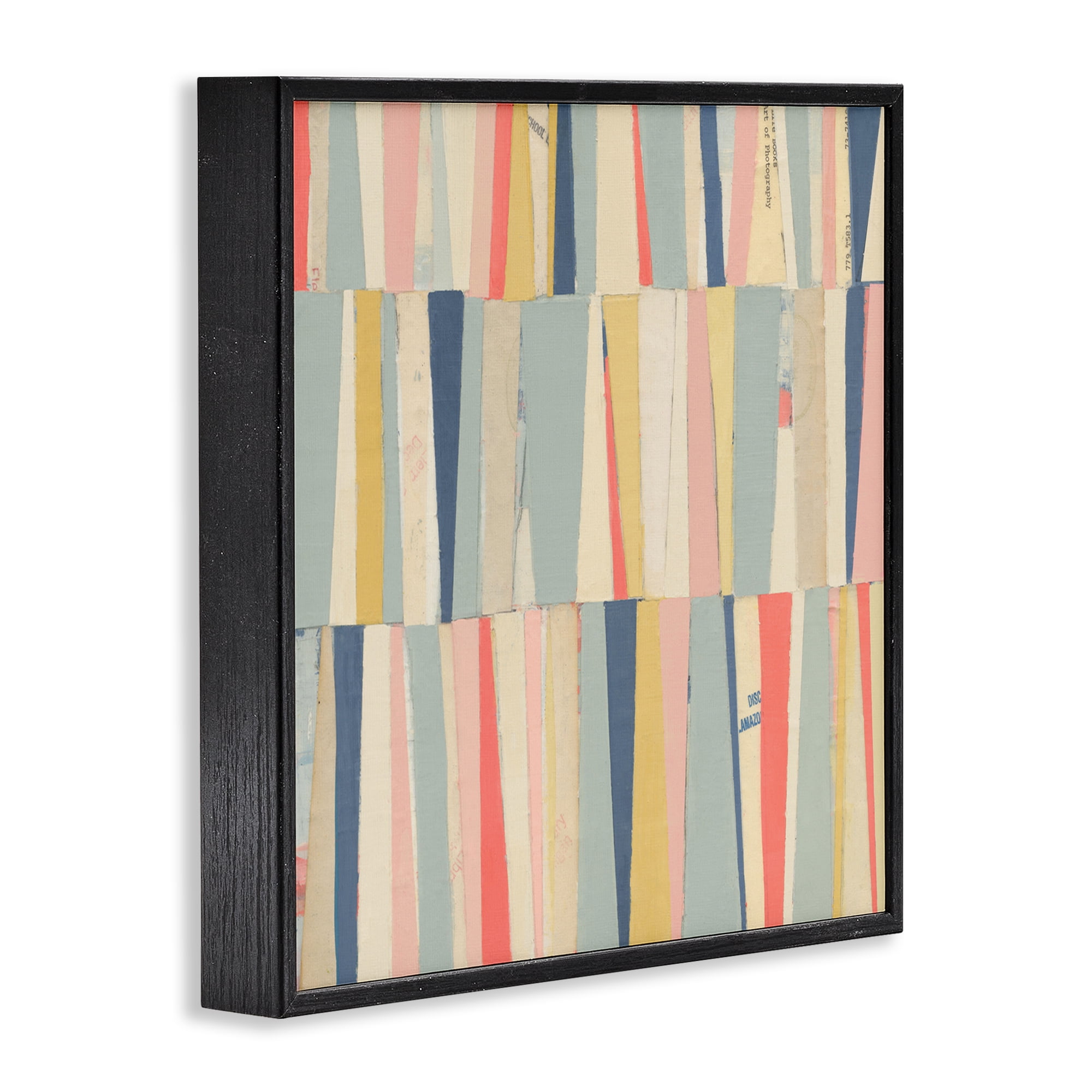 Stupell Industries Pastel Shapes Collage Abstract Painting Black Framed Art Print Wall Art, 24 x 24