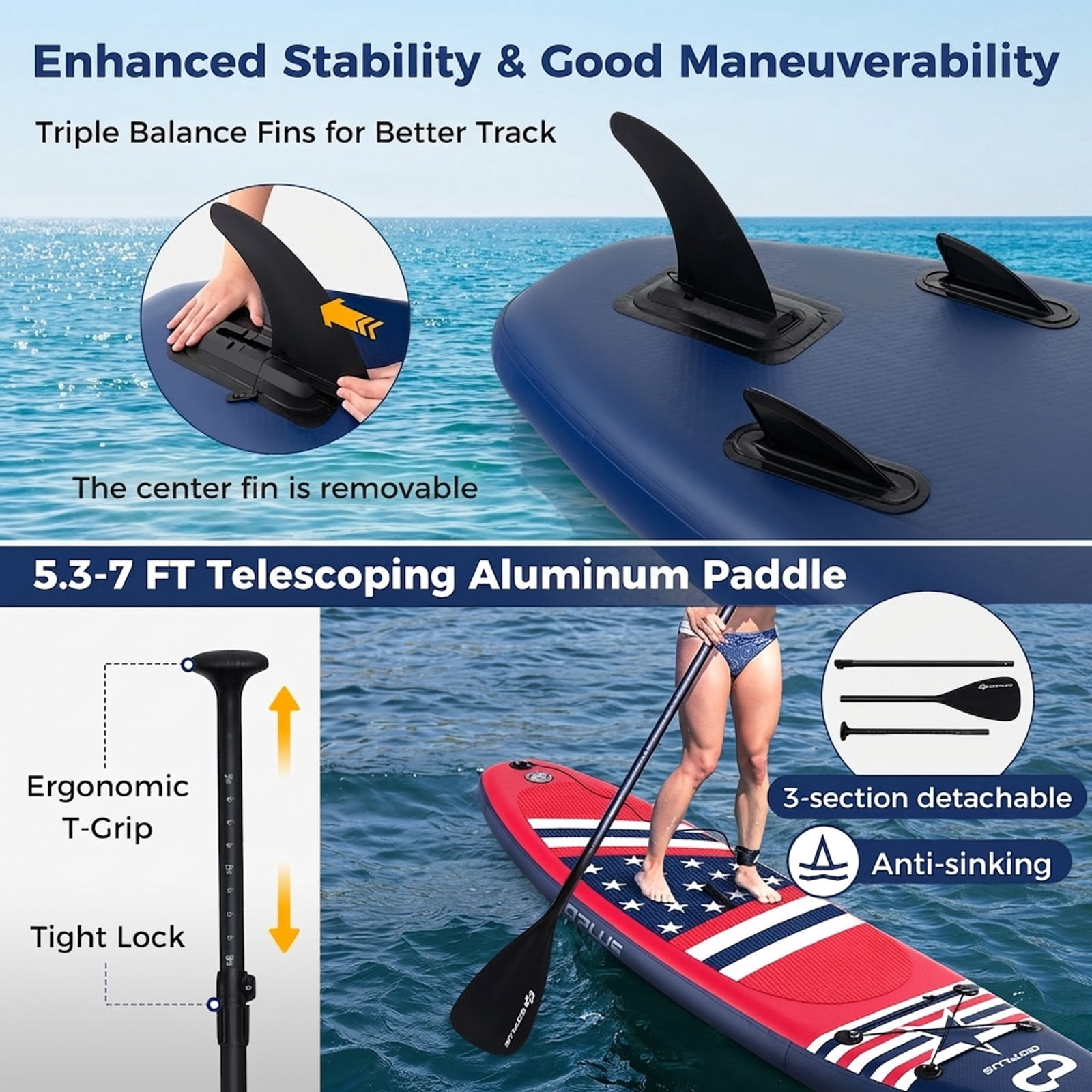 Airfind Inflatable Paddle Board with Fin and Backpack-B