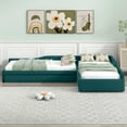 thumbnail image 3 of Euroco Upholstery L-Shaped Twin Size DayBed with Drawer and Trundle,Three Beds for Kids Teens Bedroom, 3 of 11