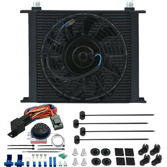 34 Row Engine Transmission Oil Cooler Electric Fan Adjustable Controller Kit