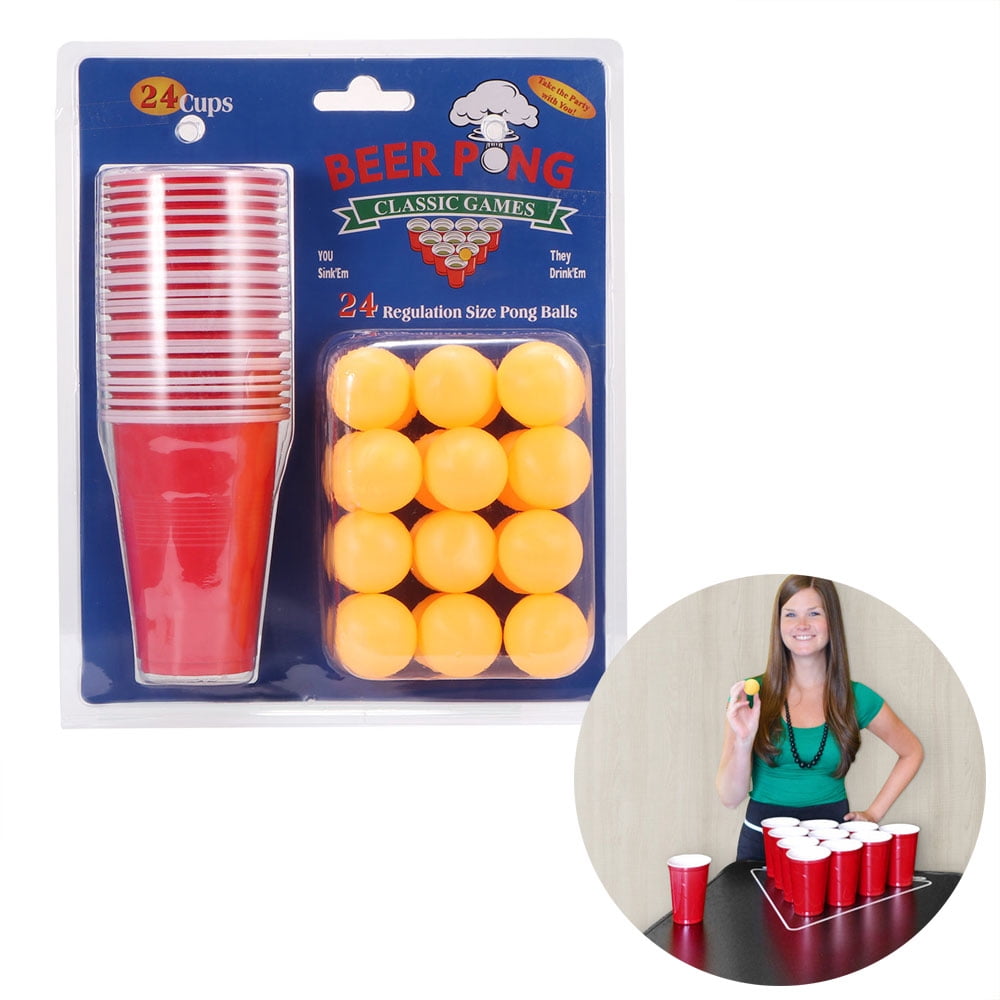 48pc 24CUPS-24BALL ULTIMATE BOMBED BEER PONG DRINKING GAME TOY PUB PARTY FUN KIT 