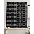 thumbnail image 5 of Black Boho Bathroom Window Curtain, Vintage Ethnic Tribe Abstract Art Geometric Light Filtering Coffee Kitchen Curtains, Bedroom Living Room Curtains 2 Panel 84"x63", 5 of 6