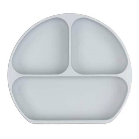 Bumkins Baby and Toddler Silicone Grip Dish, Kids Plate for Ages 6 months in Gray