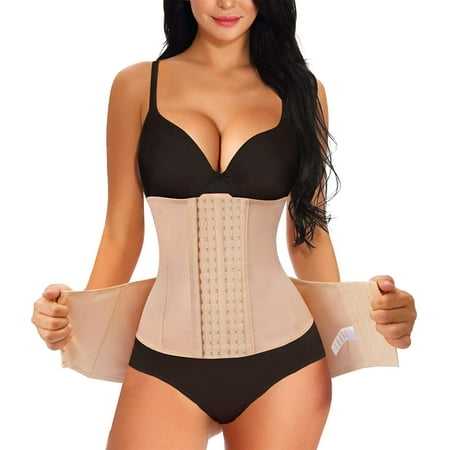 

Gotoly 2 in 1 Postpartum Belly Wrap Girdle Pelvis Belt Waist Trainer Tummy Control Shapewear for Women(Beige 3X-Large)