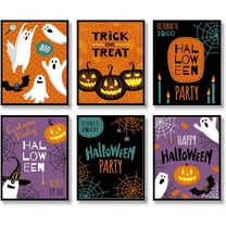 Halloween Party Pumpkin Monsters Canvas Wall Art Set of 6 Dark Academia Ghost Aesthetic Canvas Poster Art Painting for Livingroom Bedroom Decoration 8x10 inch Unframed