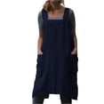 thumbnail image 2 of 2026 Cotton Linen Apron Cross Back Apron for Women with Big Pockets Square Pinafore Dress for Baking Cooking,Navy XL, 2 of 7