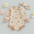 thumbnail image 4 of Douhoow Baby Girl Fall Jumpsuits Long Sleeve Floral Print Ruffles Romper, 4 of 7
