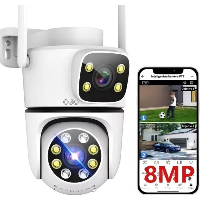 Ojo®cámara Vigilancia Exterior Doble Lentes 8mp Zoom 10x