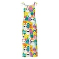 thumbnail image 4 of Winter Savings, JURANMO Jumpsuits for Women Plus Size Spaghetti Strap Casual Loose Overalls Easter Cute Graohic Printed Wide Leg Rompers with Pockets Beach Outfits Multicolor XL, 4 of 6