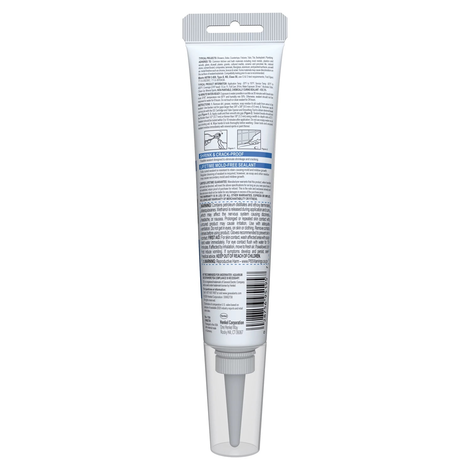 (8 pack) GE Interior Seal Kitchen & Bath, Pack of 1, Clear 2.8 oz Tube