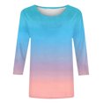 thumbnail image 5 of Bovxnpu 3/4 Length Sleeve Womens Tops, Plus Size Cotton Casual Blouses for Women, Fashion Women's Casual Print Round Neck 3/4 Sleeve T-shirt Blouse XXXXL, 5 of 6