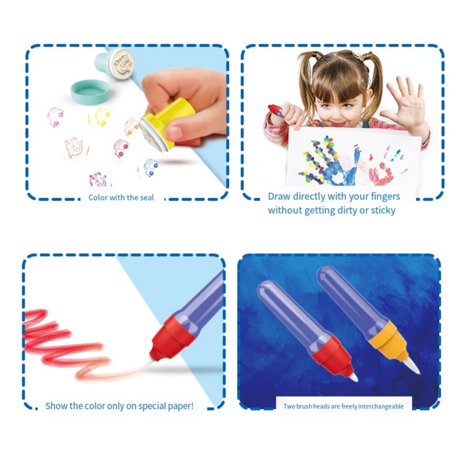 fsxdhpcsgfc Watercolor Pens Watercolor Brush Markers | Pen With Stamp For Art Coloring Kids Girls Drawing Parent Child Activities Teaching（30ml） Calm down Preschool Matching Game for Toddlers 2-4
