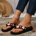 thumbnail image 4 of Dakaela Sandales de Plage pour Femmes à Semelle Compensée Plateforme Sandales à entre-Doigts Mariage Nuptiale Fleur Chaussures d'Été Rouge 8.5, 4 of 8
