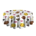thumbnail image 5 of Colorful Softball and Fashion Icons Pattern Round Tablecloth 60"x60",Wrinkle Wipeable Table Cloth for Kitchen Dining Room Picnic Patio Party, 5 of 6