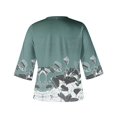 thumbnail image 3 of ICHUANYI Clearance Women's Fashion Printed Loose T-shirt 3/4 Sleeves Blouse V Neck Casual Tops(Green, M) ICHUANYI WER2023081100144, 3 of 4