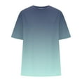thumbnail image 4 of Cagogo Women Casual Round Neck Tshirts Shirts Under $5 Summer Basic Tops Short Sleeve Oversized Gradient Color Ombre Shirt 2025 Vacation Black Clothing, 4 of 4