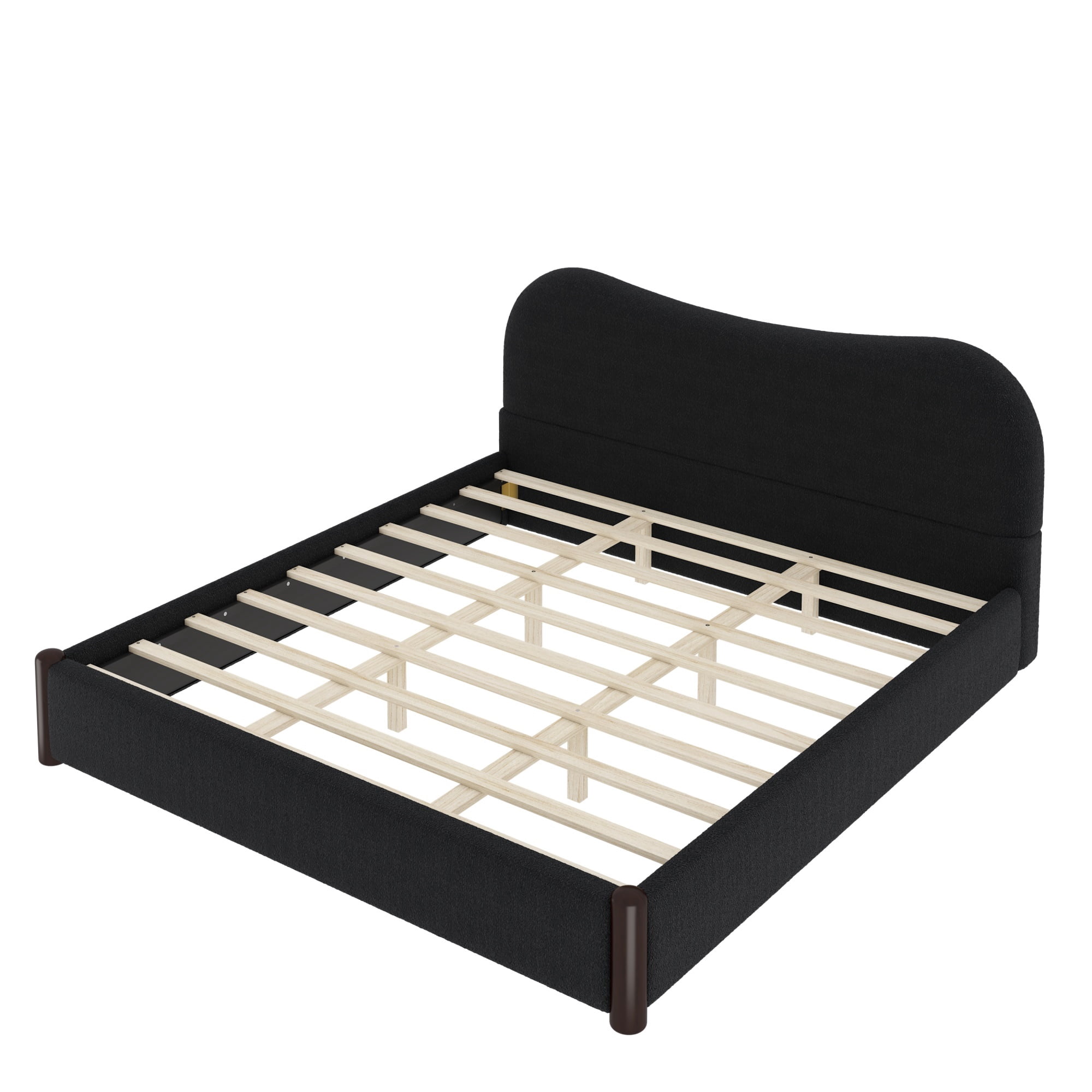 Euroco Upholstery King Size Platform Bed, Black