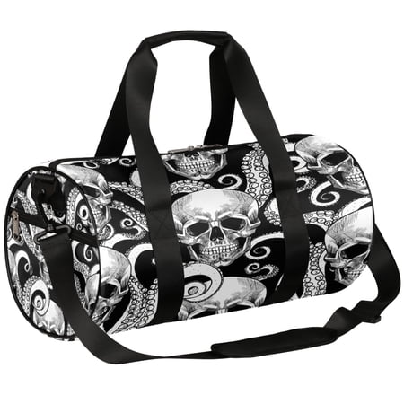 Octopus Skull Travel Sport Duffle Bag,Canvas Shoulder Tote Gym Bags for Overnight Weekender Dancing Yoga Gymnastics Ballet