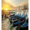 thumbnail image 3 of Venice Duvet Cover Set, Line of Traditional Gondolas on the Water Calm Peaceful Seascape with Rising Sun, Decorative 3 Piece Bedding Set with 2 Pillow Shams, Queen Size, Blue Yellow, by Ambesonne, 3 of 3