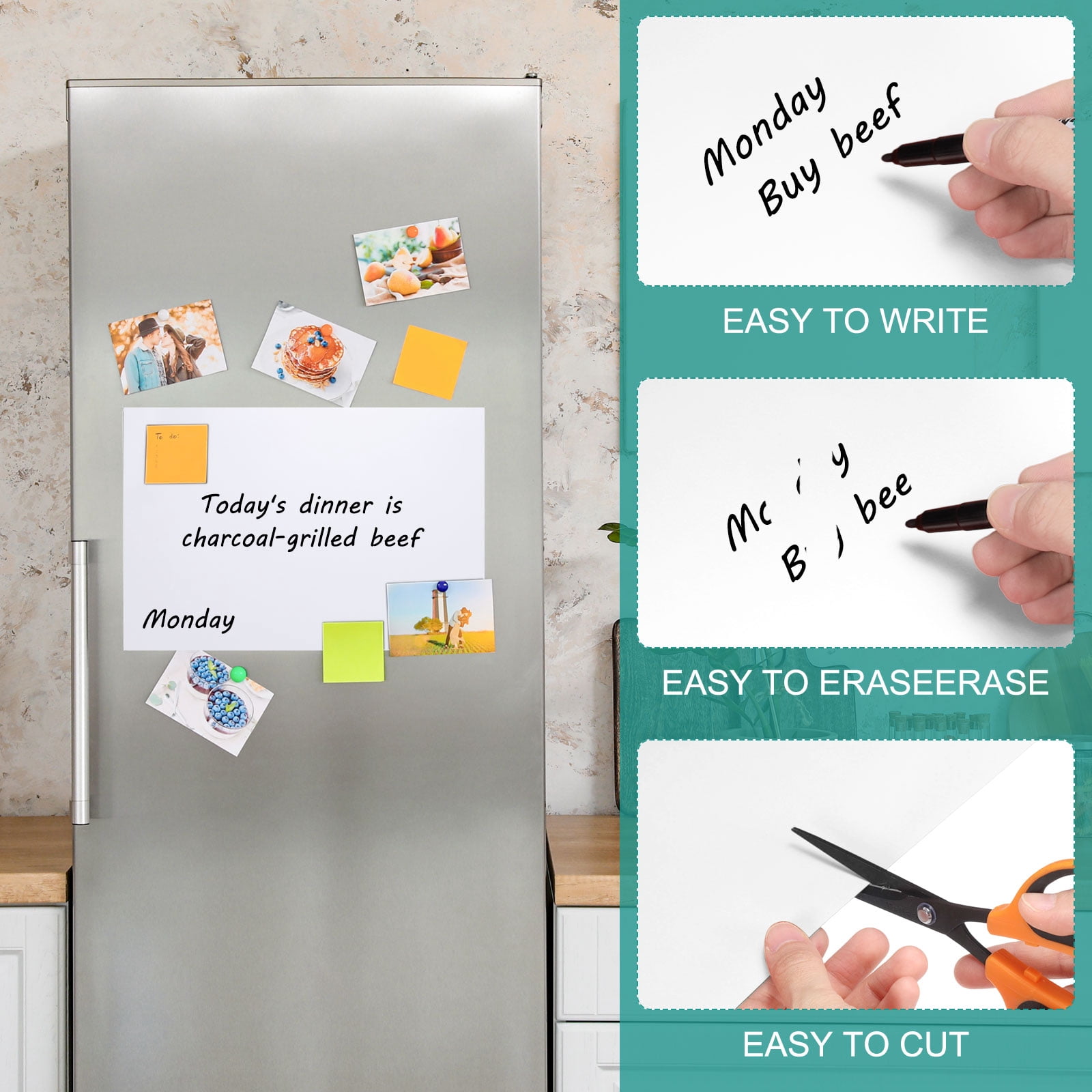 Uxcell Magnetic Dry Erase Board Sheet for Fridge, 6 Pcs 12 x 8 Inch Erasable Refrigerator Whiteboard for Kitchen for Home Kitchen Organizer Planner Office Storage, White (0.6mm)