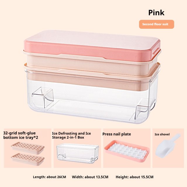 Bandeja para cubitos de hielo con tapa y contenedor, bandejas para congelador, bandejas para cubitos de hielo para congelador con 2 bandejas, tapa para contenedor y cuchara para hielo sin BPA