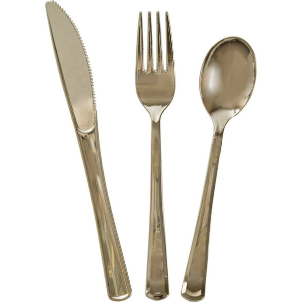 Unique Industries Orted Plastic Silverware For 6 Metallic Gold Unique Industries Orted Plastic