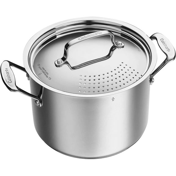 Mojitor 6 Qt. Stainless Steel Pasta Pot w/Straining Cover Chef's-Classic-Stainless-Cookware-Collection, 6-Quart