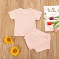 thumbnail image 3 of Vedolay Two Piece Shorts Sets For Girl Girls Shorts Set Short Sleeve Striped Tops and Shorts with Pockets 2 Pcs Outfits,Pink 5-6 Years, 3 of 4