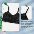 thumbnail image 6 of Alvivi Girls Metallic Belly Stage Performance Dance Tank Top Spaghetti Strap Crop Top Vest Black 4-6, 6 of 6