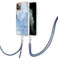 thumbnail image 2 of Mantto for iPhone 11 Pro Max Case, with Lanyard Adjustable Strap, Marble Pattern Soft TPU Bumper Hard PC Back Shockproof Protective Glossy Stylish Durable Phone Case for Women Girls,Blue, 2 of 7