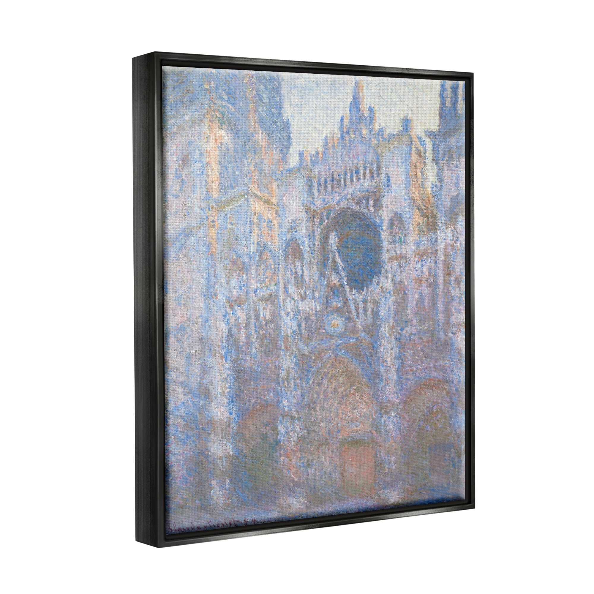Stupell Industries Rouen Cathedral West Facade Classic Claude Monet Painting Painting Jet Black Floating Framed Canvas Print Wall Art, Design by one1000paintings