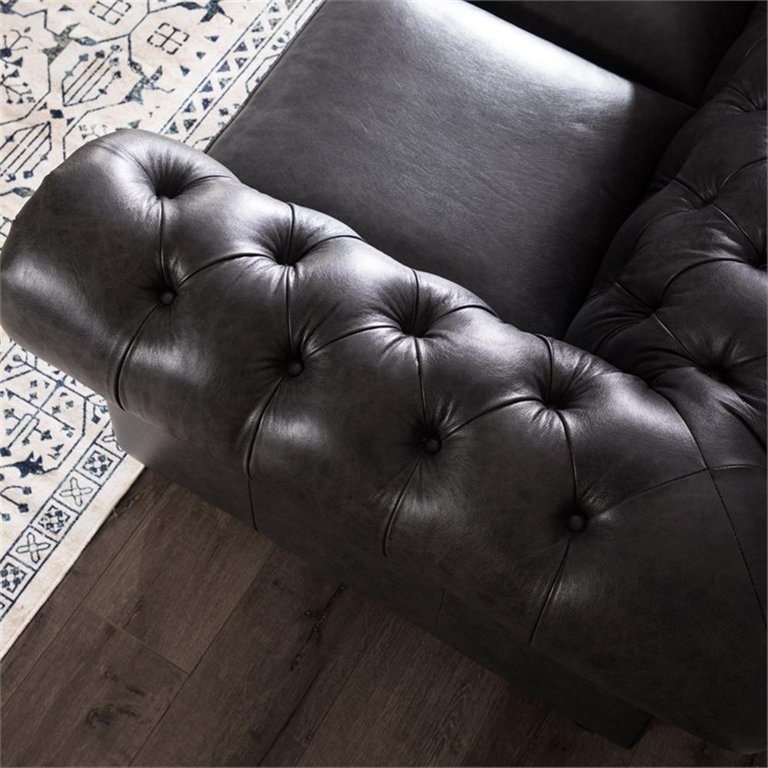 Brookfield Leather Chesterfield Sofa In Grey - Walmart.com
