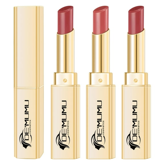 Set de pintalabios DE'MUMU rojo oscuro, hidratante y brillante para mujeres veganas