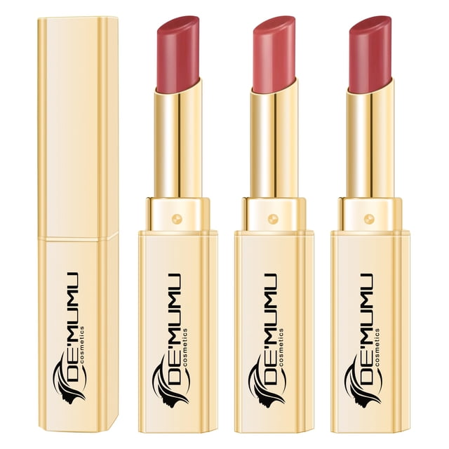 Set de pintalabios DE'MUMU rojo oscuro, hidratante y brillante para mujeres veganas