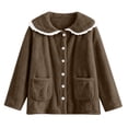 thumbnail image 4 of uublik Women's Fleece Bed Jacket with Front Pockets Button Front Cozy Lounge Wear for Sleeping Coffee, 4 of 7