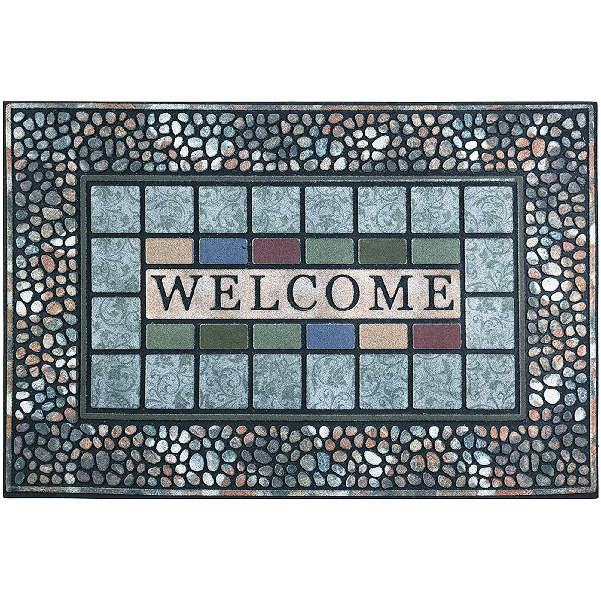 Rectangle Entrance Door Mat Large 24 x 36 Inch Entry Way High Traffic Area Doormat Front Door Rugs Outdoors Heavy Duty Welcome Mat Non Slip Rubber Back Low Profile for Garage