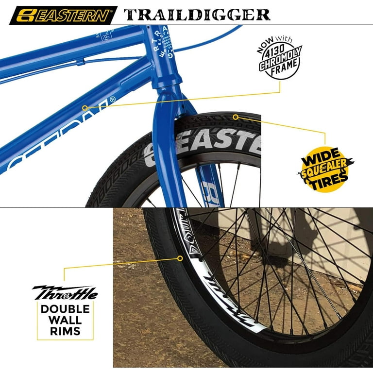 Eastern Bikes Eastern BMX Bikes Traildigger Model 20 Inch Bike. Lightweight Freestyle Bike Designed by Professional BMX Riders at Blue Walmart