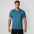 thumbnail image 2 of Ulitacool Mens T Shirts Solid Color Performance Short Sleeve Crewneck Tee Trend Wear Green, 2 of 4